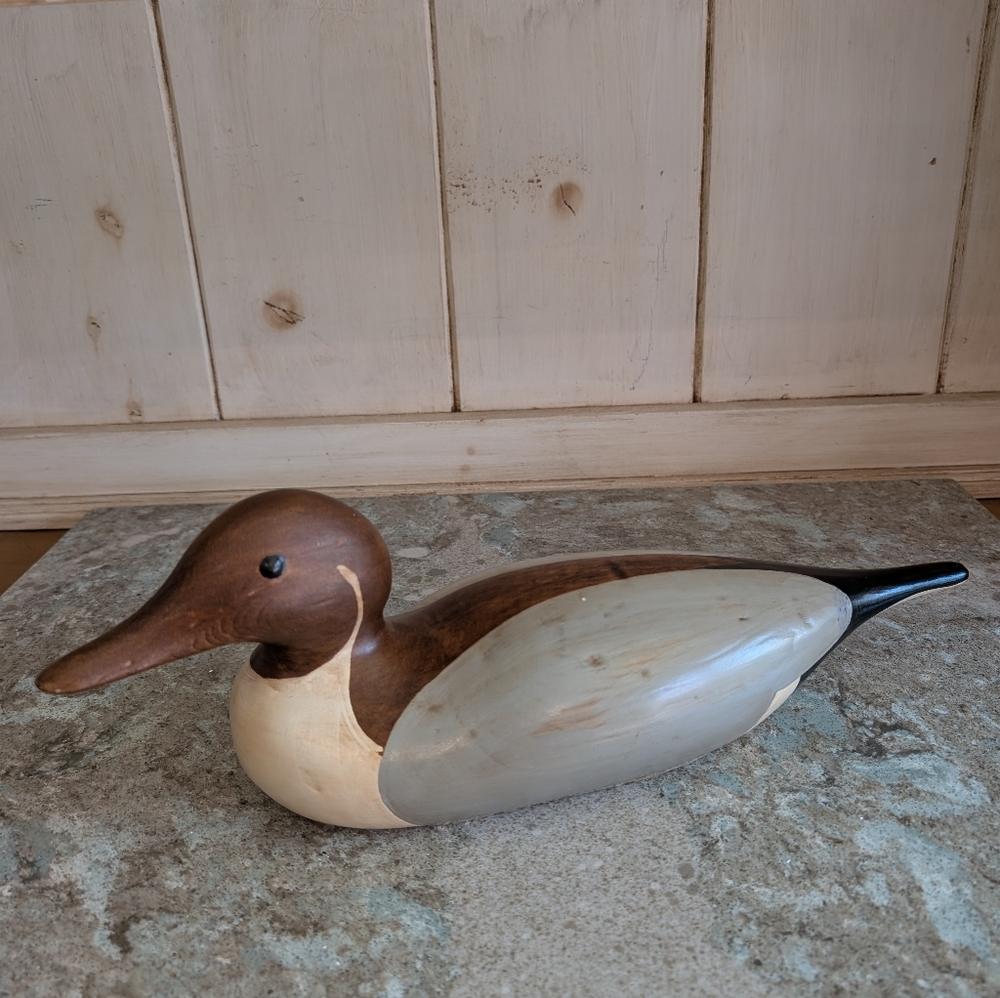Vintage Ceramic Duck Decoy Painted Rustic Mid-Century Modern